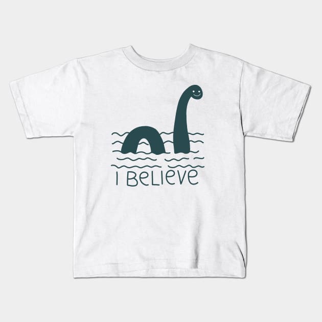 Loch Ness Monster Kids T-Shirt by valentinahramov